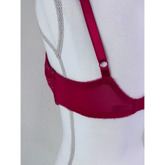 Wacoal women's 34D red all dressed up lace underwire bra lingerie unlined - Picture 5 of 7